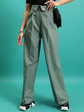 Tokyo Talkies Women Green Solid Regular Fit Casual Trouser - Green - Image 1