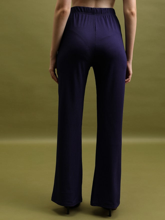 Tokyo Talkies Women Purple Solid Flared Casual Trouser - Purple - Image 3