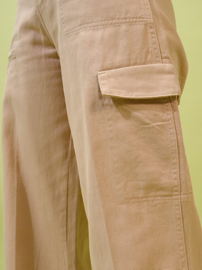 Tokyo Talkies Women Brown Solid Flared Cargos - Brown - Image 5