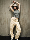 Tokyo Talkies Women Brown Solid Flared Cargos - Brown - Image 1