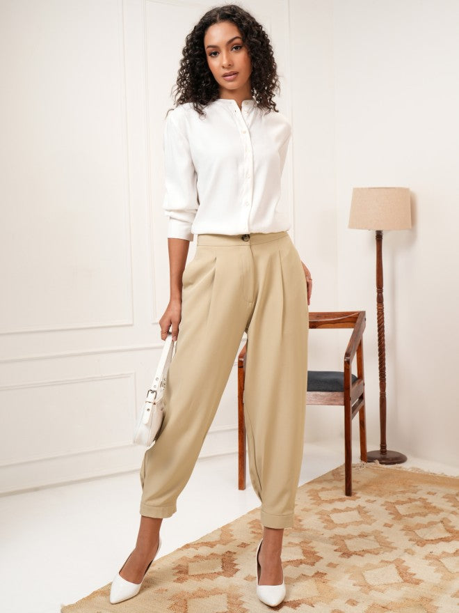 Tokyo Talkies Women Beige Solid Regular Fit Joggers - Beige - Image 2