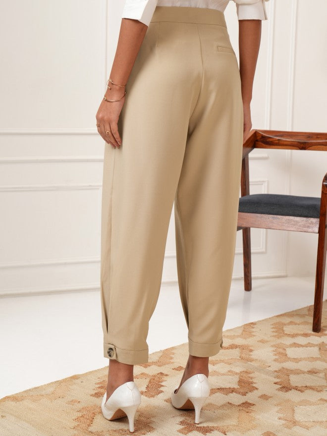 Tokyo Talkies Women Beige Solid Regular Fit Joggers - Beige - Image 3