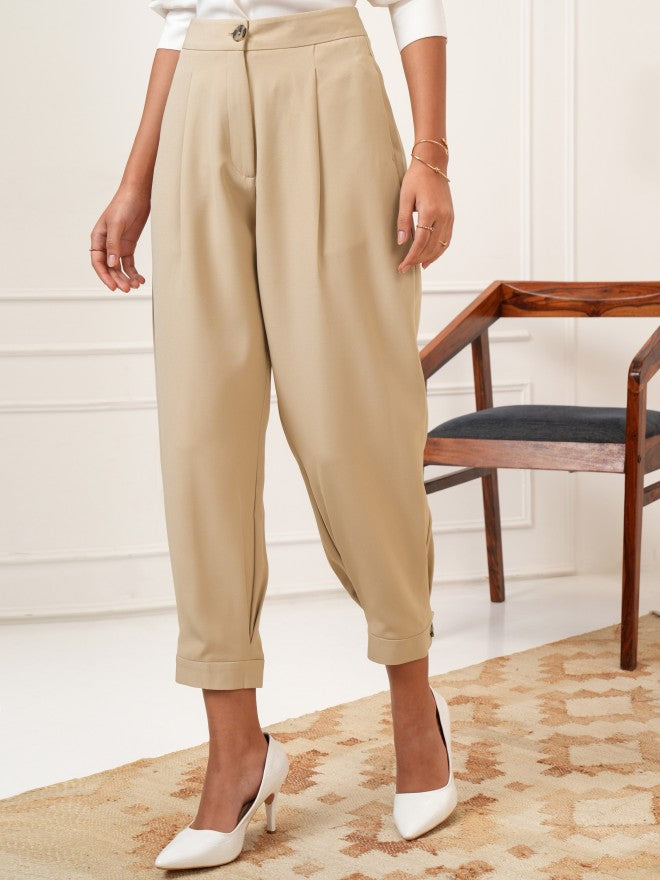 Tokyo Talkies Women Beige Solid Regular Fit Joggers - Beige - Image 4