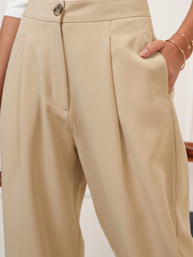 Tokyo Talkies Women Beige Solid Regular Fit Joggers - Beige - Image 5