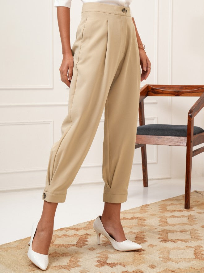 Tokyo Talkies Women Beige Solid Regular Fit Joggers - Beige - Image 6
