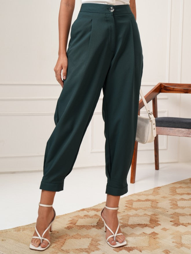 Tokyo Talkies Women Teal Solid Regular Fit Joggers - Teal - Image 1