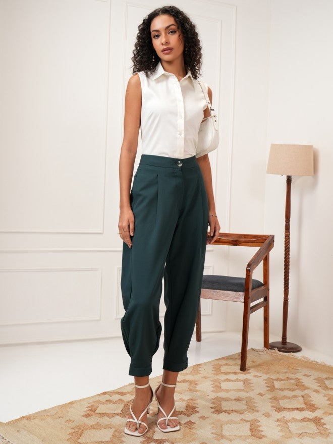 Tokyo Talkies Women Teal Solid Regular Fit Joggers - Teal - Image 2