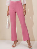 Tokyo Talkies Women Pink Solid Flared Casual Trouser - Pink - Image 1