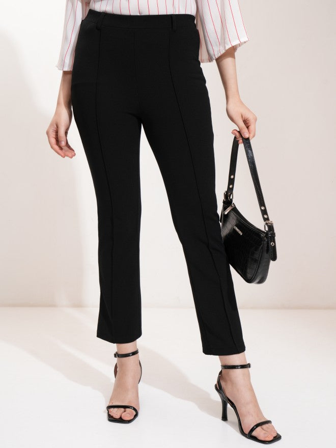 Tokyo Talkies Women Black Solid Flared Casual Trouser - Black - Image 1