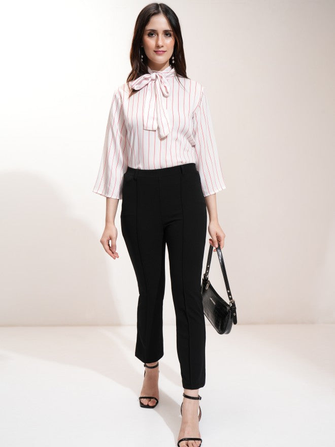 Tokyo Talkies Women Black Solid Flared Casual Trouser - Black - Image 2