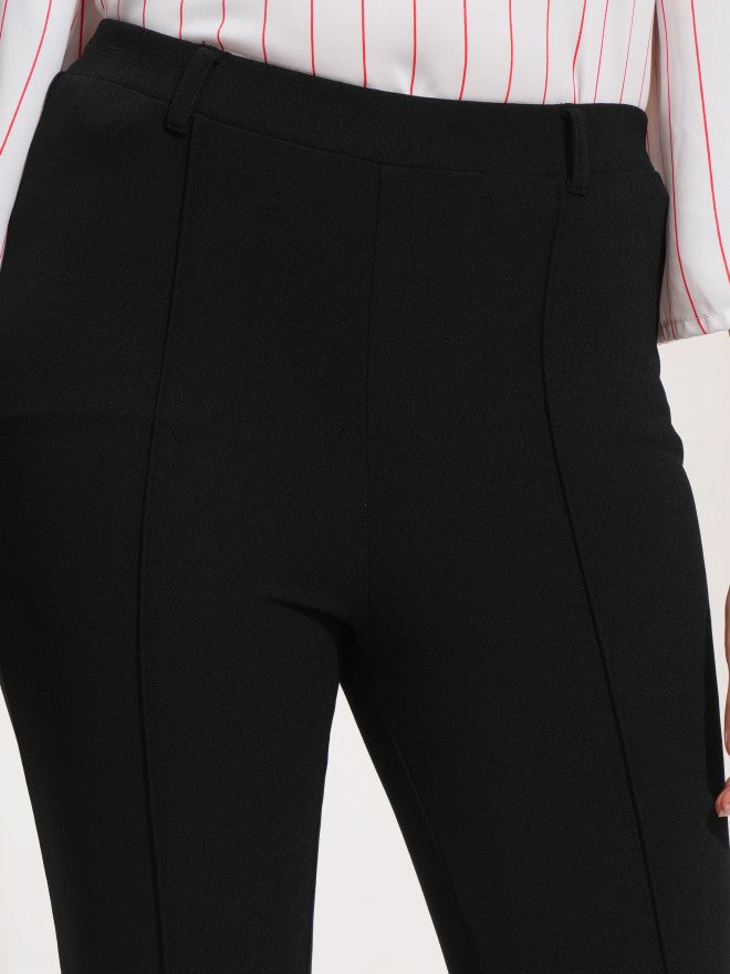 Tokyo Talkies Women Black Solid Flared Casual Trouser - Black - Image 5