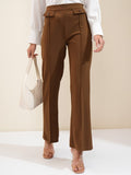 Tokyo Talkies Women Brown Solid Flared Casual Trouser - Brown - Image 1