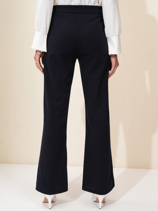 Tokyo Talkies Women Blue Regular Solid Regular Trouser - Blue - Image 3