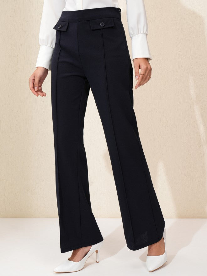 Tokyo Talkies Women Blue Regular Solid Regular Trouser - Blue - Image 4