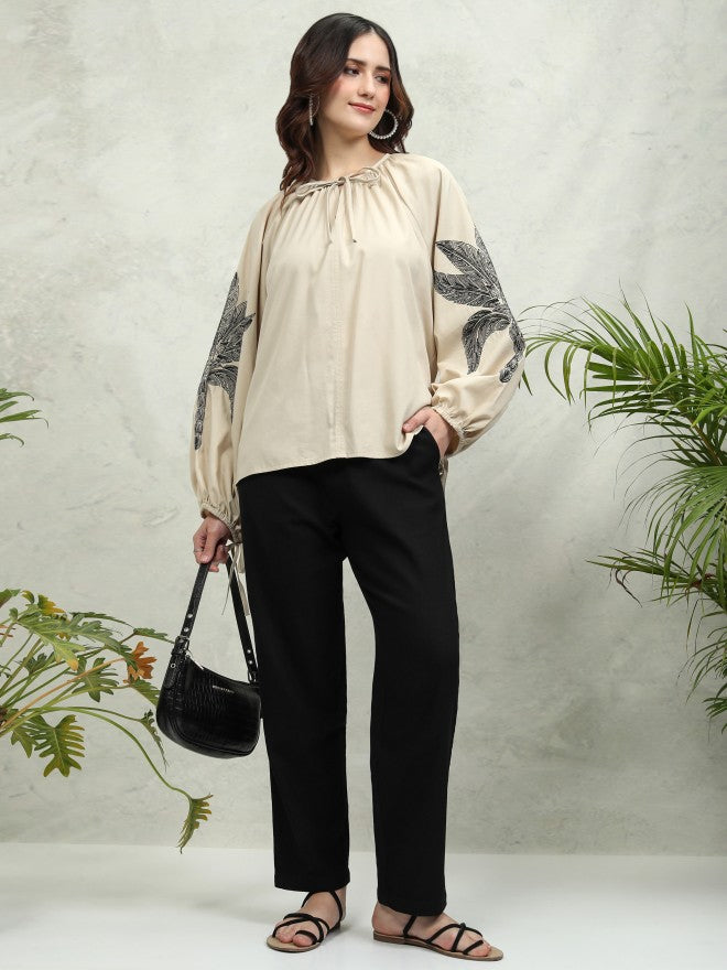 Tokyo Talkies Women Black Solid Tapered Fit Casual Trouser - Black - Image 2