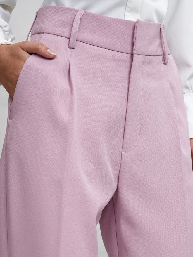 Tokyo Talkies Women Pink Solid Regular Fit Casual Trouser - Pink - Image 5