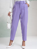 Tokyo Talkies Women Purple Solid Regular Fit Casual Trouser - Purple - Image 1