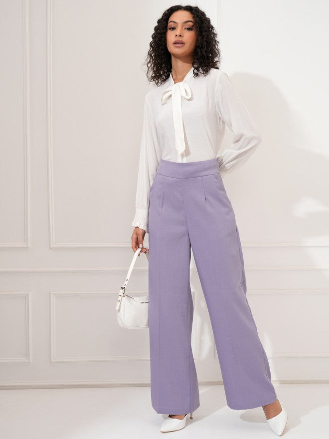 Tokyo Talkies Women Lavender Regular Solid Formal Trouser - Lavender - Image 2