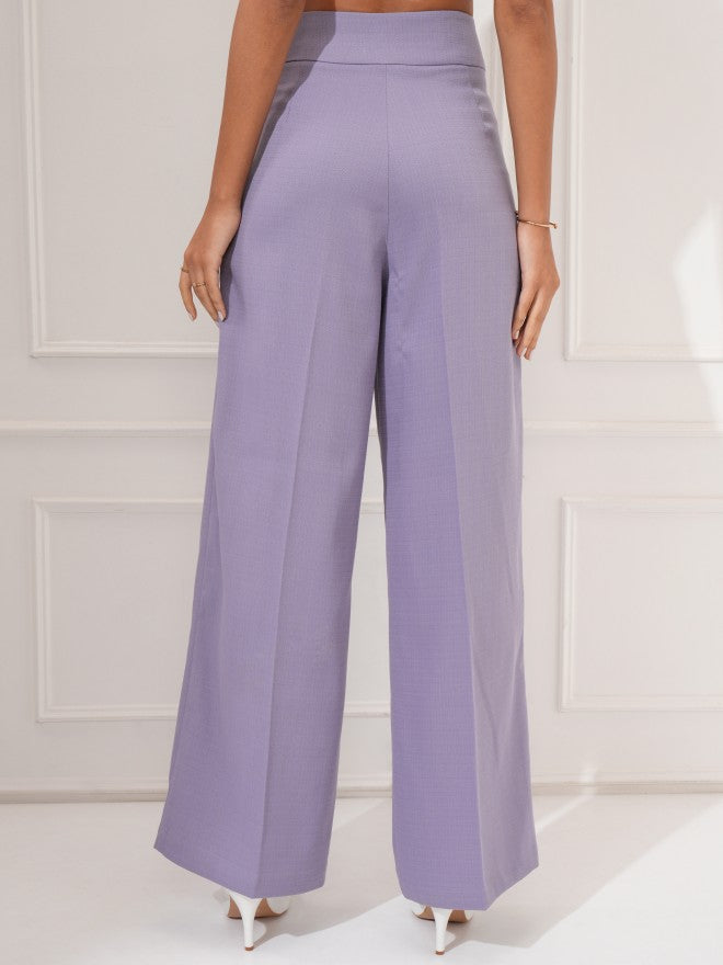 Tokyo Talkies Women Lavender Regular Solid Formal Trouser - Lavender - Image 3