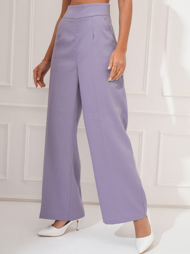 Tokyo Talkies Women Lavender Regular Solid Formal Trouser - Lavender - Image 4