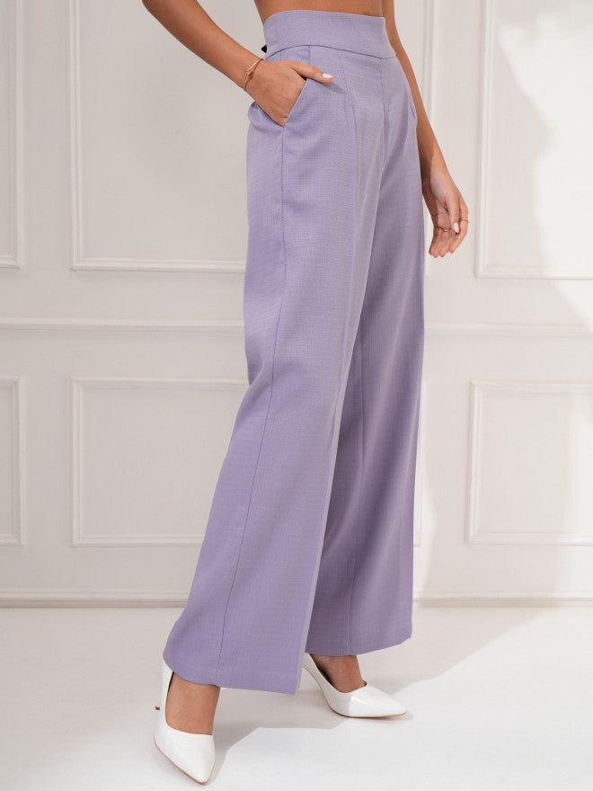 Tokyo Talkies Women Lavender Regular Solid Formal Trouser - Lavender - Image 6