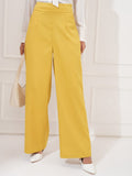 Tokyo Talkies Women Yellow Regular Solid Formal Trouser - Yellow - Image 1