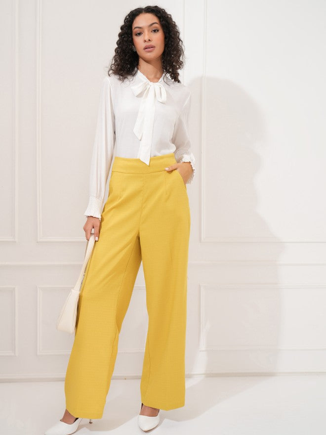 Tokyo Talkies Women Yellow Regular Solid Formal Trouser - Yellow - Image 2