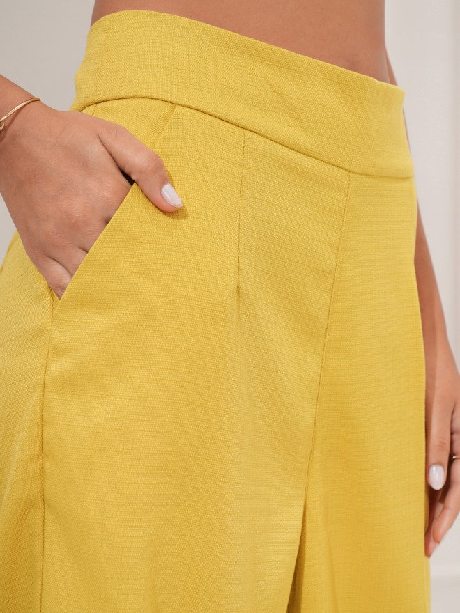 Tokyo Talkies Women Yellow Regular Solid Formal Trouser - Yellow - Image 5