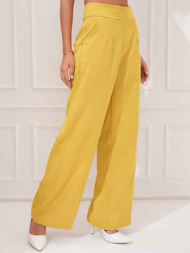 Tokyo Talkies Women Yellow Regular Solid Formal Trouser - Yellow - Image 6