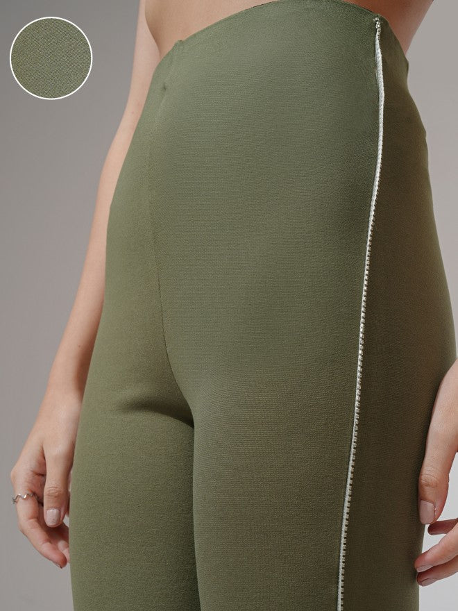 Tokyo Talkies Women Olive Solid Slim Fit Jeggings - Olive - Image 5