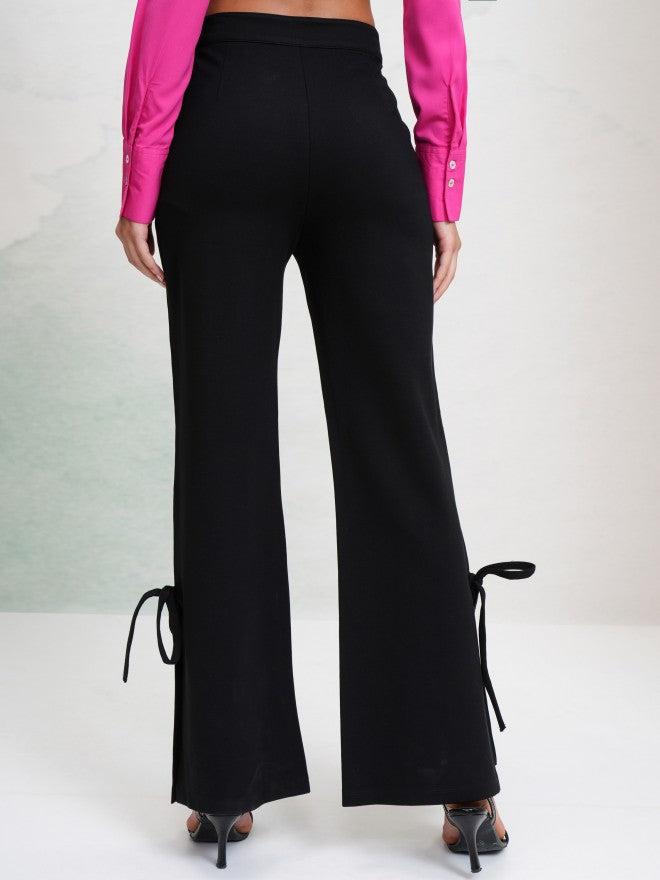 Tokyo Talkies Women Black Solid Bootcut Casual Trouser - Black - Image 3