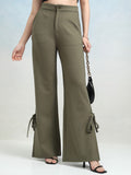 Tokyo Talkies Women Olive Solid Flared Casual Trouser - Olive - Image 1