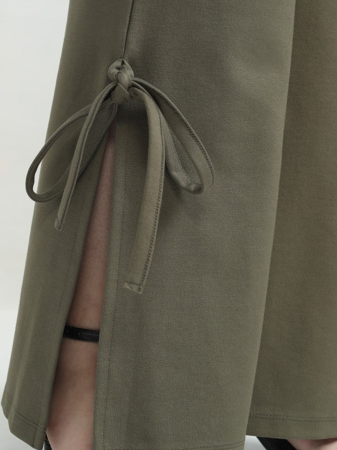 Tokyo Talkies Women Olive Solid Flared Casual Trouser - Olive - Image 7