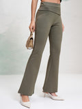 Tokyo Talkies Women Olive Solid Flared Casual Trouser - Olive - Image 1