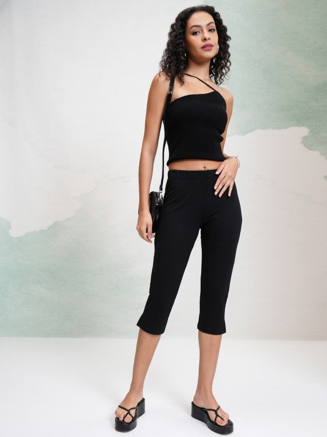 Tokyo Talkies Women Black Solid Slim Fit Casual Trouser - Black - Image 2