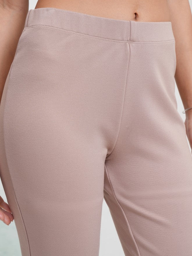 Tokyo Talkies Women Taupe Solid Slim Fit Casual Trouser - Taupe - Image 5