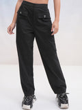 Tokyo Talkies Women Black Solid Regular Fit Casual Trouser - Black - Image 1