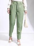 Tokyo Talkies Women Green Solid Regular Fit Casual Trouser - Green - Image 1
