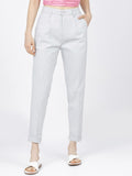 Tokyo Talkies Women Blue Solid Tapered Fit Chinos - Blue - Image 1