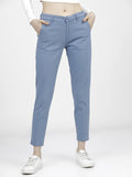 Tokyo Talkies Women Blue Solid Tapered Fit Casual Trouser - Blue - Image 1