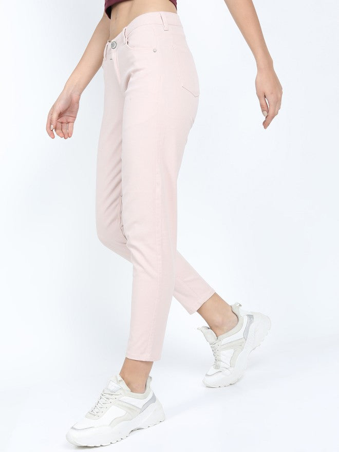 Tokyo Talkies Women Pink Solid Tapered Fit - Pink - Image 4