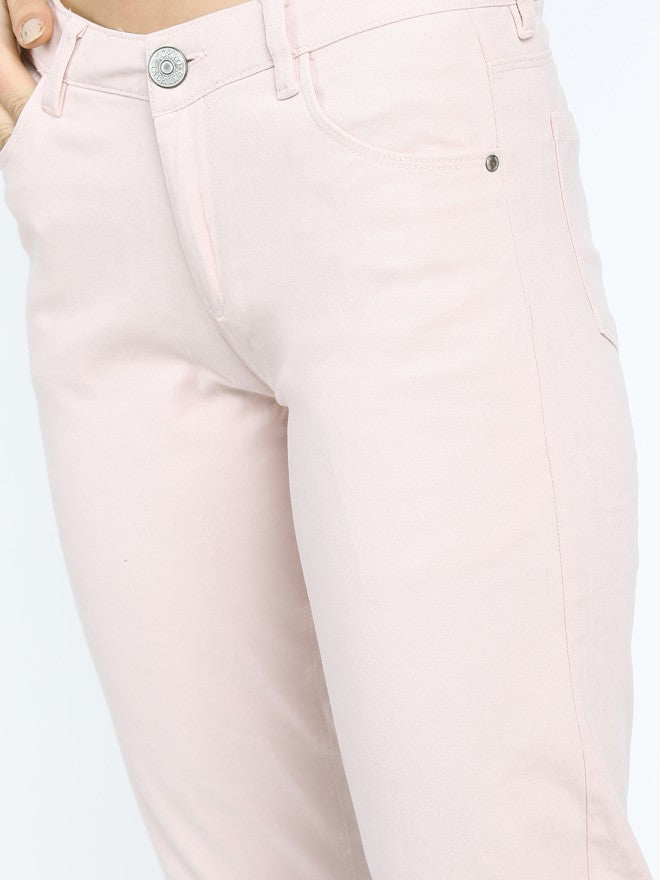 Tokyo Talkies Women Pink Solid Tapered Fit - Pink - Image 5
