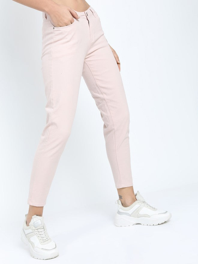 Tokyo Talkies Women Pink Solid Tapered Fit - Pink - Image 6
