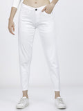 Tokyo Talkies Women White Solid Slim Fit Chinos - White - Image 1