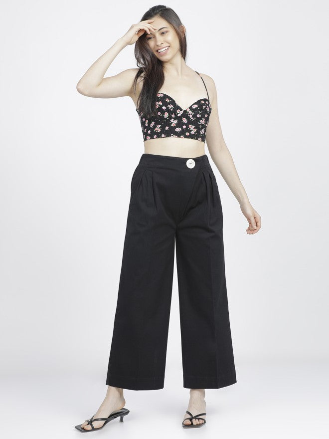 Tokyo Talkies Women Black Solid Regular Fit Casual Trouser - Black - Image 5
