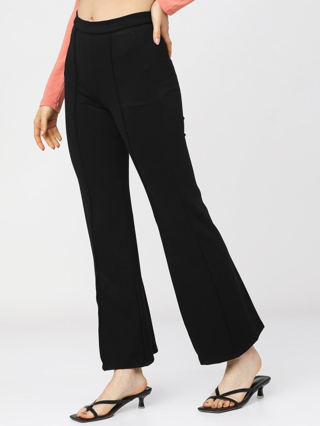 Tokyo Talkies Women Black Solid Slim Fit Casual Trouser - Black - Image 2