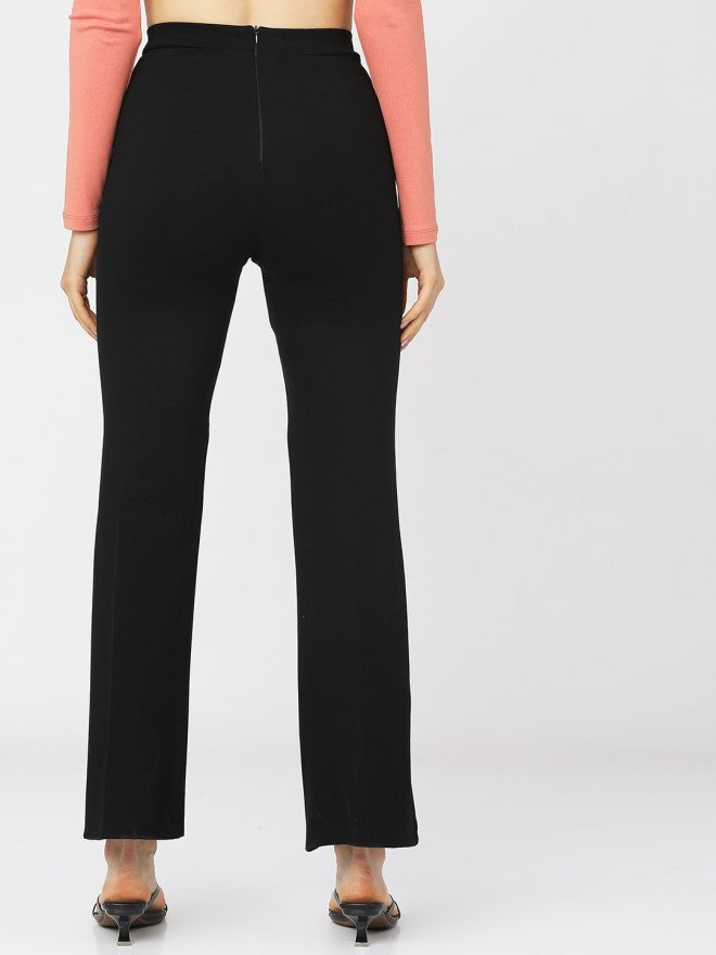 Tokyo Talkies Women Black Solid Slim Fit Casual Trouser - Black - Image 3