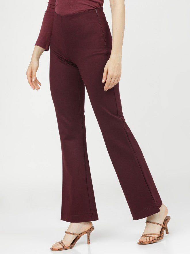 Tokyo Talkies Women Purple Solid Regular Fit Casual Trouser - Purple - Image 2