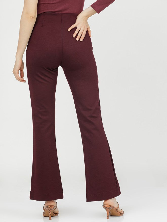 Tokyo Talkies Women Purple Solid Regular Fit Casual Trouser - Purple - Image 3