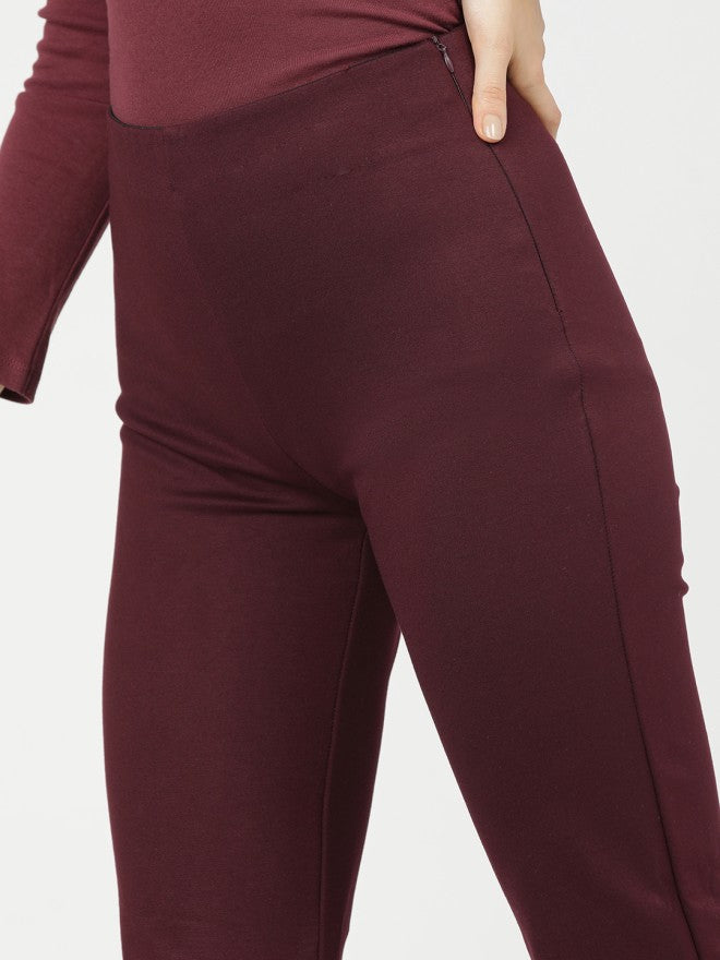 Tokyo Talkies Women Purple Solid Regular Fit Casual Trouser - Purple - Image 4